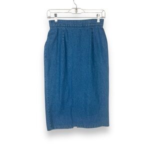 Y2K Vintage 90s Midi Denim Skirt Womens Size 8 USA Indie Preppy Twee Retro